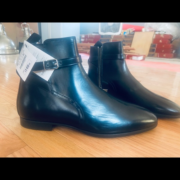 mens black leather ankle boots uk